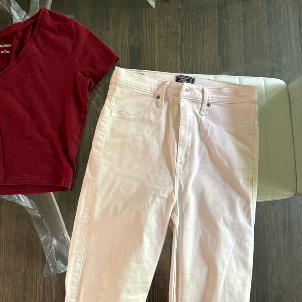 Abercrombie White Long Skinny Pants Denim Jeans 27 Straight skinny jeans size 27